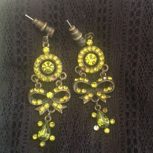 Chandelier green stone earrings